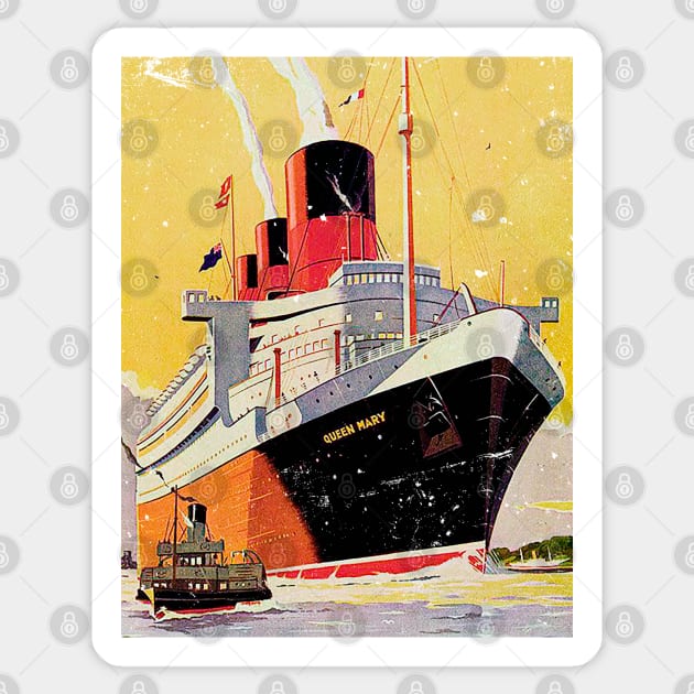 Poster Retro Ship Vintage Cruise Vessel Sticker by Jose Luiz Filho